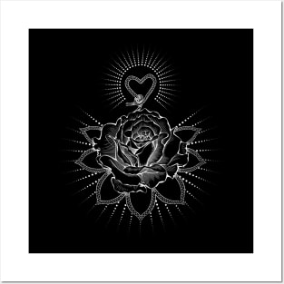 Flower Heart energy in white Posters and Art